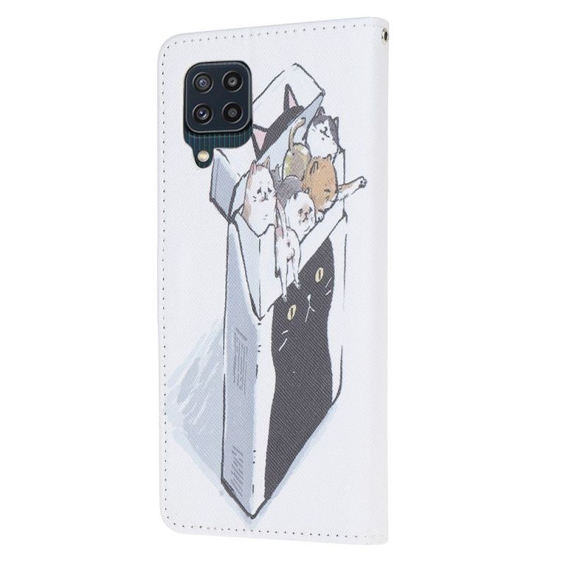 Leren Hoesje Voor Samsung Galaxy M32 Levering String Katten