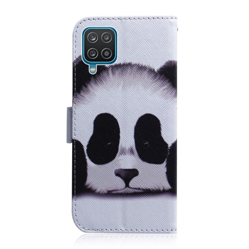 Leren Hoesje Voor Samsung Galaxy M32 Panda Gezicht