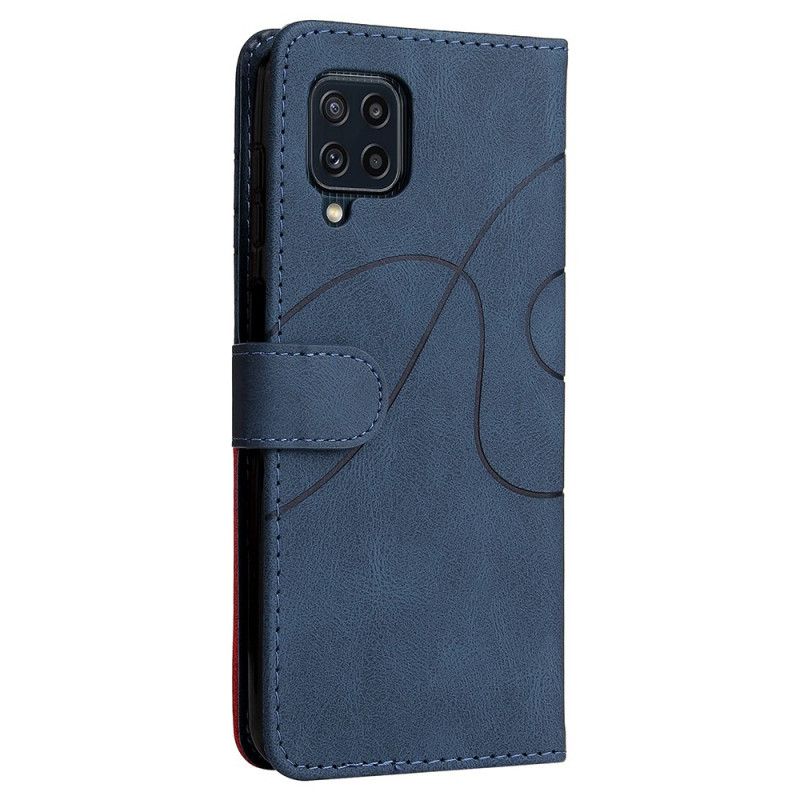 Leren Hoesje Voor Samsung Galaxy M32 Tweekleurig