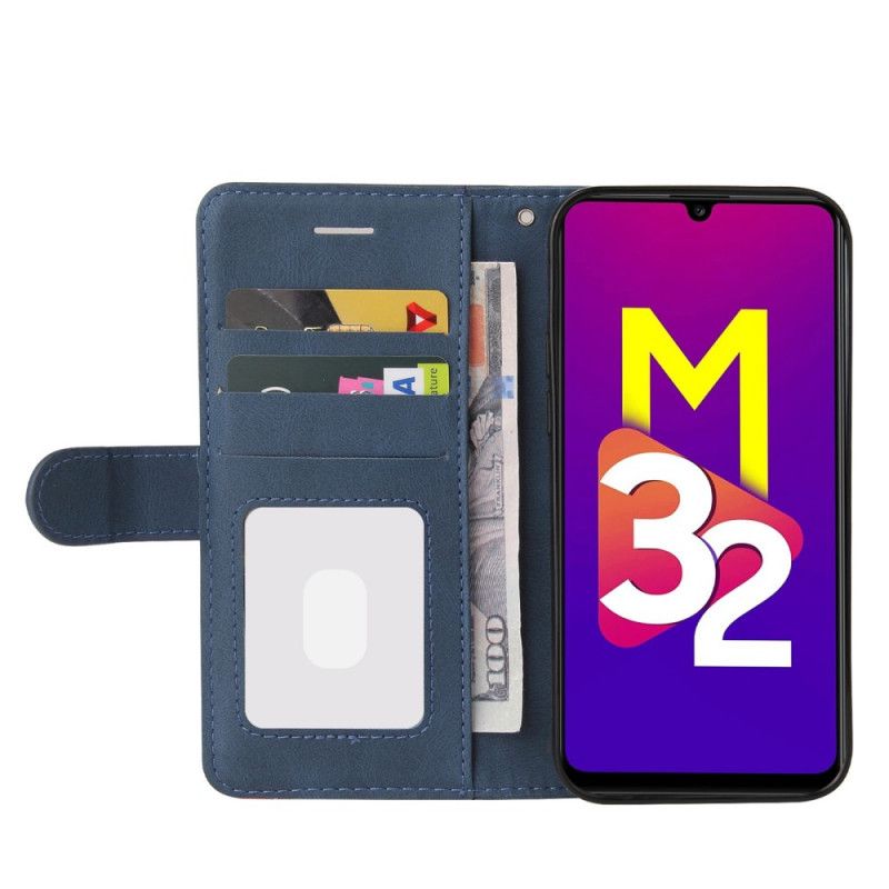 Leren Hoesje Voor Samsung Galaxy M32 Tweekleurig