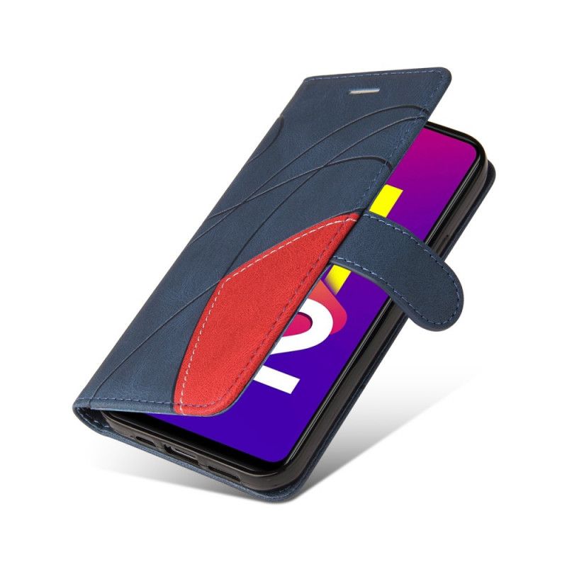 Leren Hoesje Voor Samsung Galaxy M32 Tweekleurig