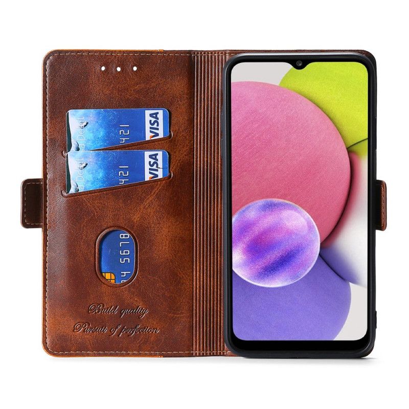 Leren Hoesje Voor Samsung Galaxy M32 Tweekleurig Kunstleer