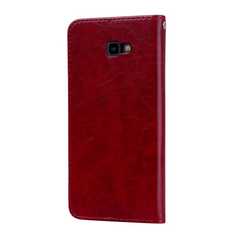 Cover Folio-hoesje Samsung Galaxy J4 Plus Rood Telefoonhoesje Hoed Prins Met Glanzend Leereffect