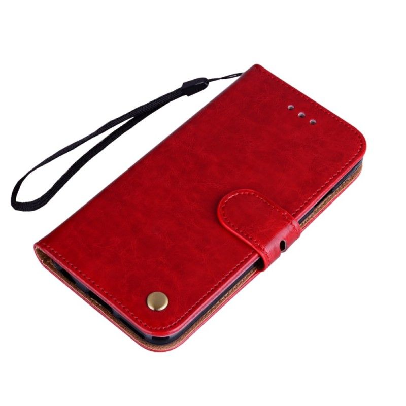 Cover Folio-hoesje Samsung Galaxy J4 Plus Rood Telefoonhoesje Hoed Prins Met Glanzend Leereffect