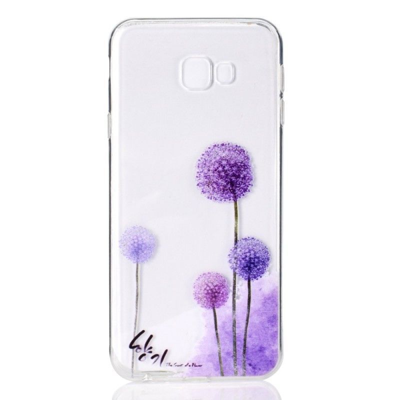 Cover Hoesje Samsung Galaxy J4 Plus Telefoonhoesje Transparant Gekleurde Paardenbloemen