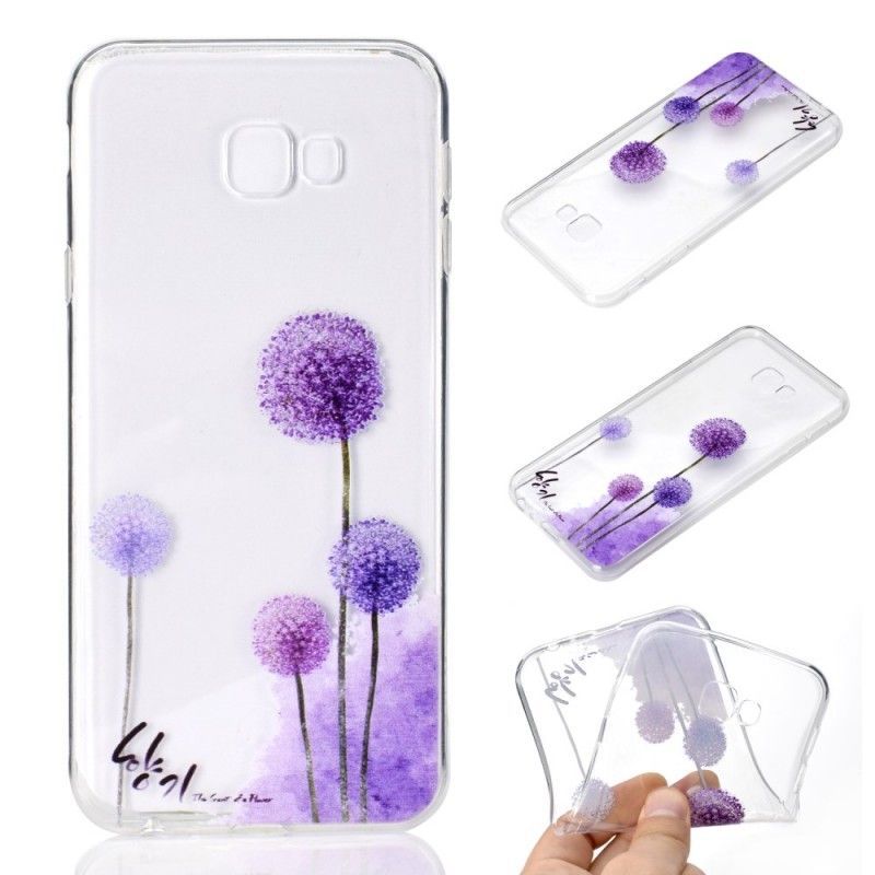 Cover Hoesje Samsung Galaxy J4 Plus Telefoonhoesje Transparant Gekleurde Paardenbloemen