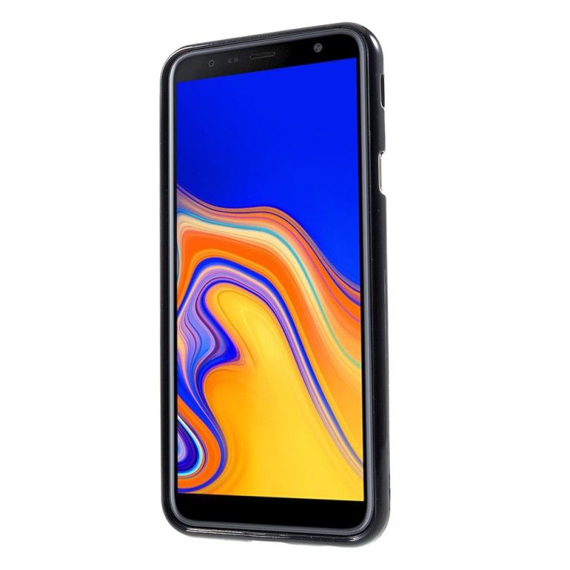 Hoesje voor Samsung Galaxy J4 Plus Wit Zwart Flitsend Kwikmetaaleffect