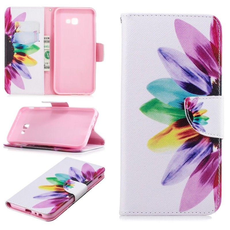 Leren Hoesje Samsung Galaxy J4 Plus Aquarelbloem