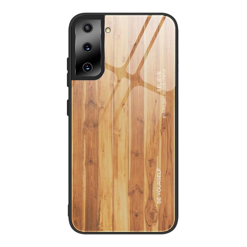 Case Hoesje Samsung Galaxy S21 Plus 5G Grijs Zwart Telefoonhoesje Designglas Van Gehard Hout