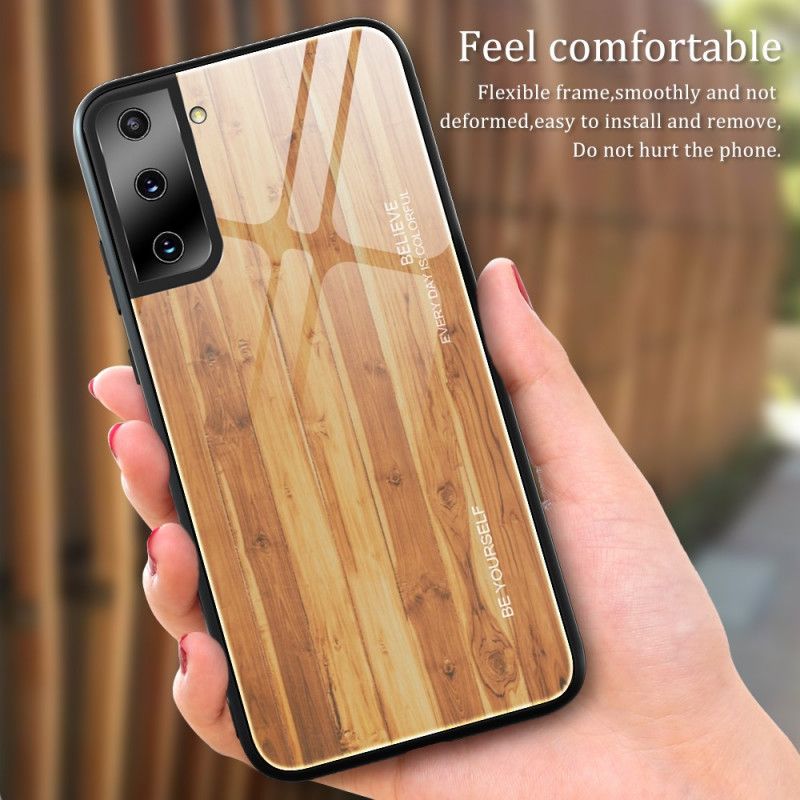 Case Hoesje Samsung Galaxy S21 Plus 5G Grijs Zwart Telefoonhoesje Designglas Van Gehard Hout