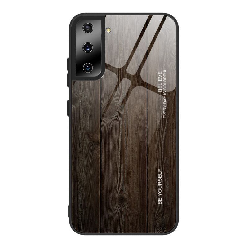 Case Hoesje Samsung Galaxy S21 Plus 5G Grijs Zwart Telefoonhoesje Designglas Van Gehard Hout