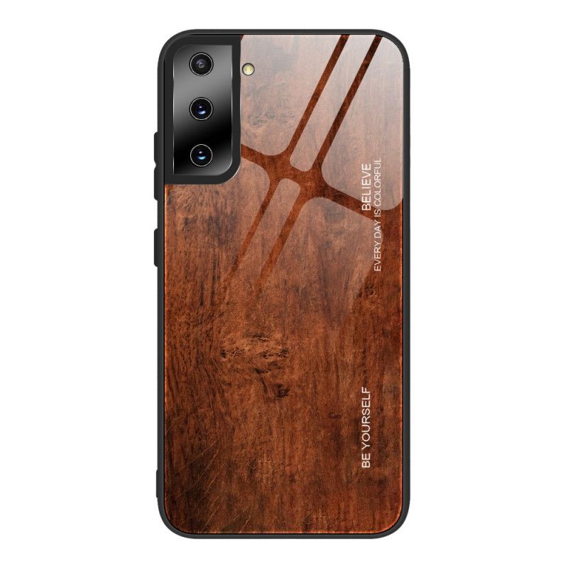 Case Hoesje Samsung Galaxy S21 Plus 5G Grijs Zwart Telefoonhoesje Designglas Van Gehard Hout