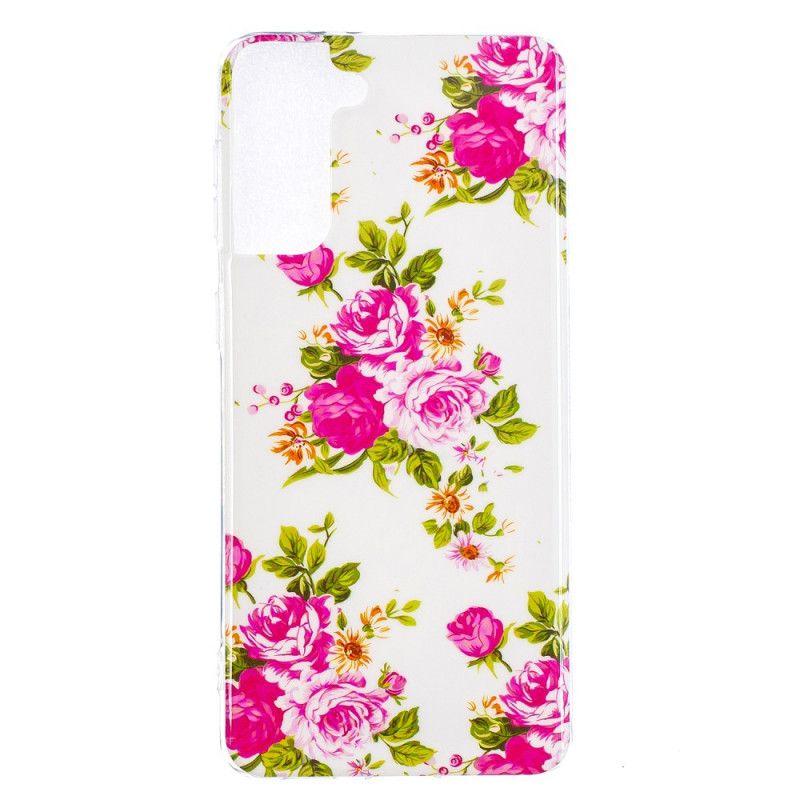 Case Hoesje Samsung Galaxy S21 Plus 5G Telefoonhoesje Fluorescerende Vrijheidsbloemen