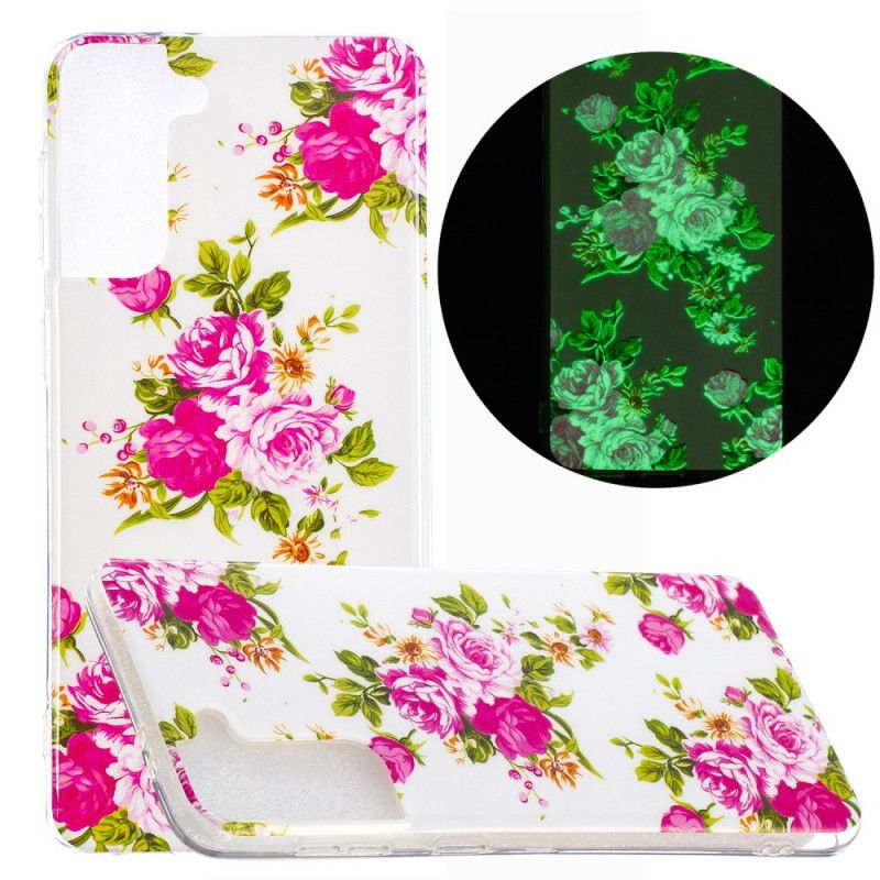 Case Hoesje Samsung Galaxy S21 Plus 5G Telefoonhoesje Fluorescerende Vrijheidsbloemen