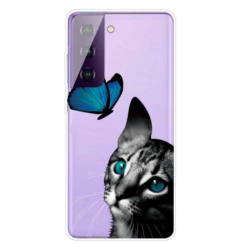 Case Hoesje Samsung Galaxy S21 Plus 5G Telefoonhoesje Kat En Vlinder