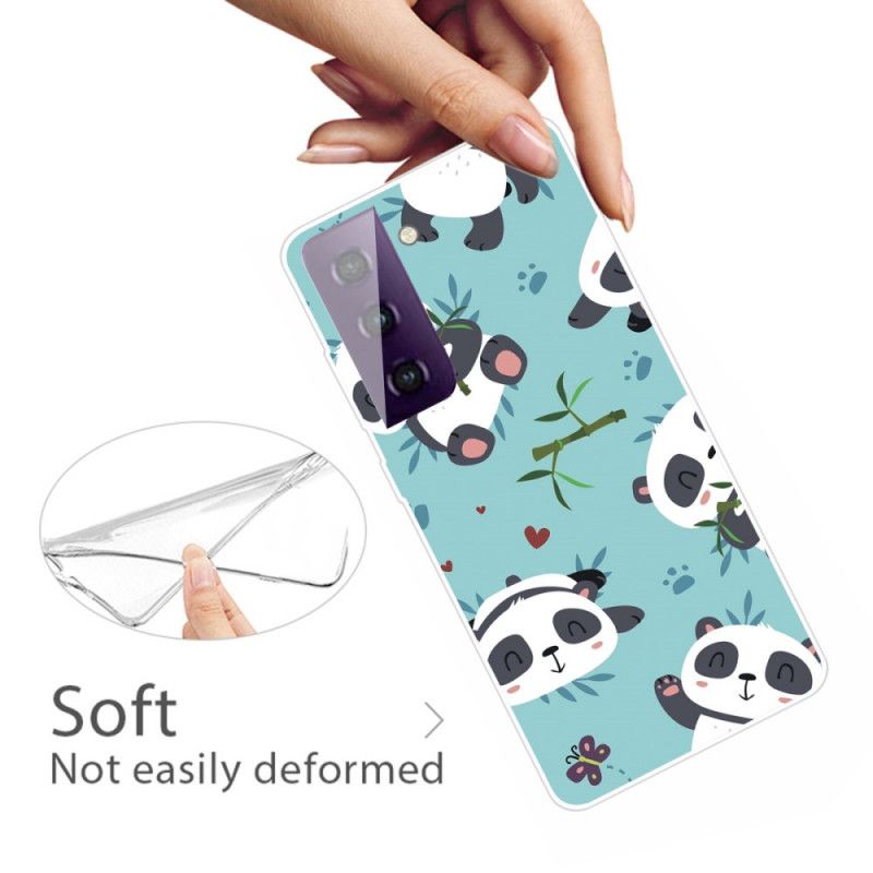 Case Hoesje Samsung Galaxy S21 Plus 5G Telefoonhoesje Panda'S Houden Van Bamboe