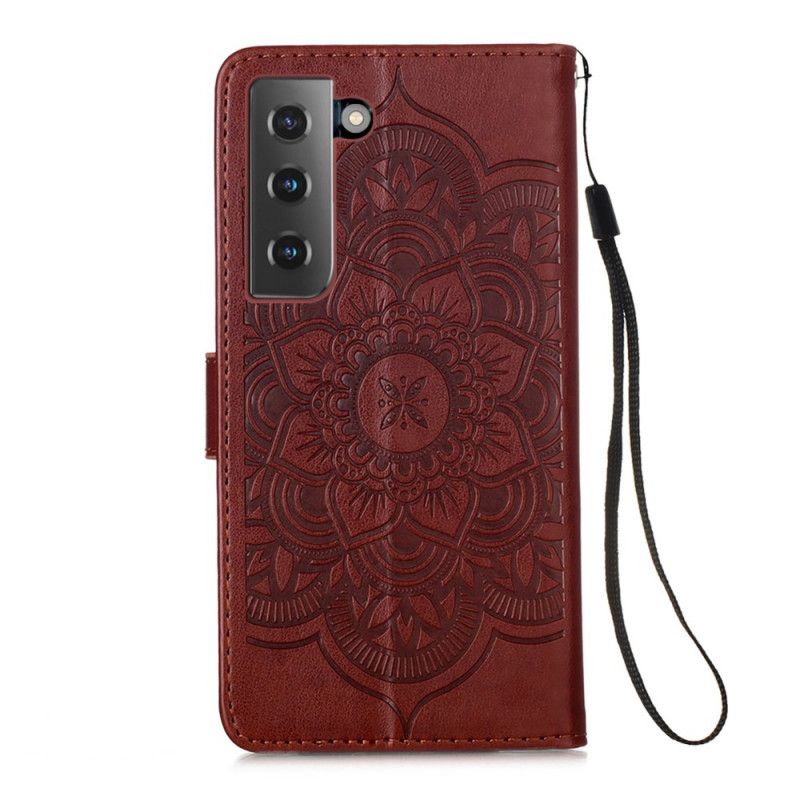 Cover Folio-hoesje Samsung Galaxy S21 Plus 5G Grijs Zwart Telefoonhoesje Dromenvanger Print En Riem