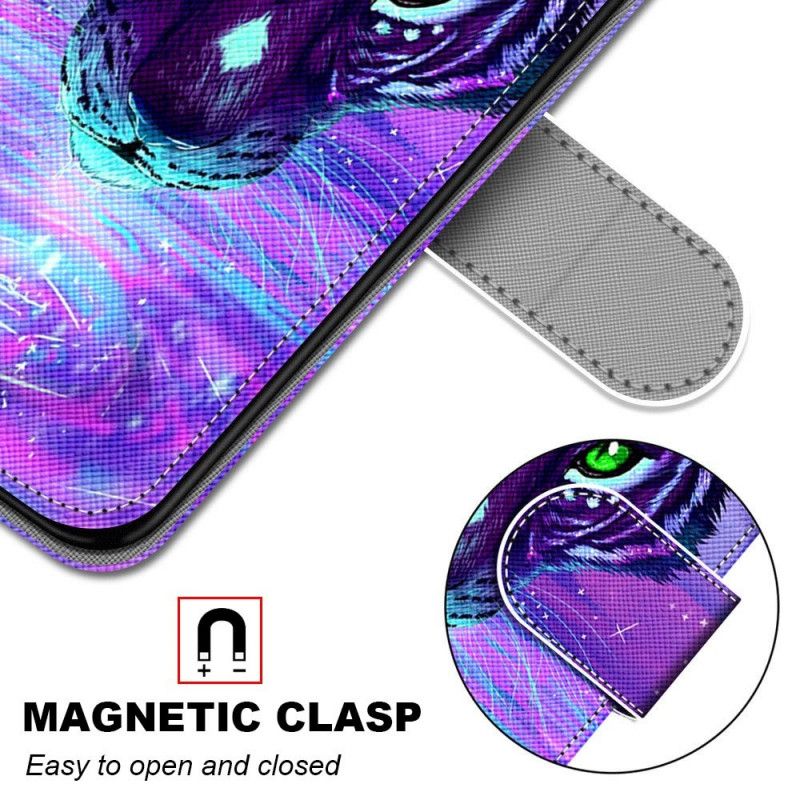 Cover Folio-hoesje Samsung Galaxy S21 Plus 5G Paars Zwart Telefoonhoesje Magische Katachtige