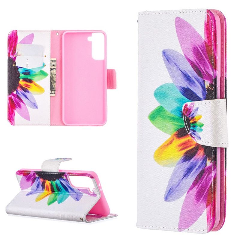 Cover Folio-hoesje Samsung Galaxy S21 Plus 5G Telefoonhoesje Aquarelbloem