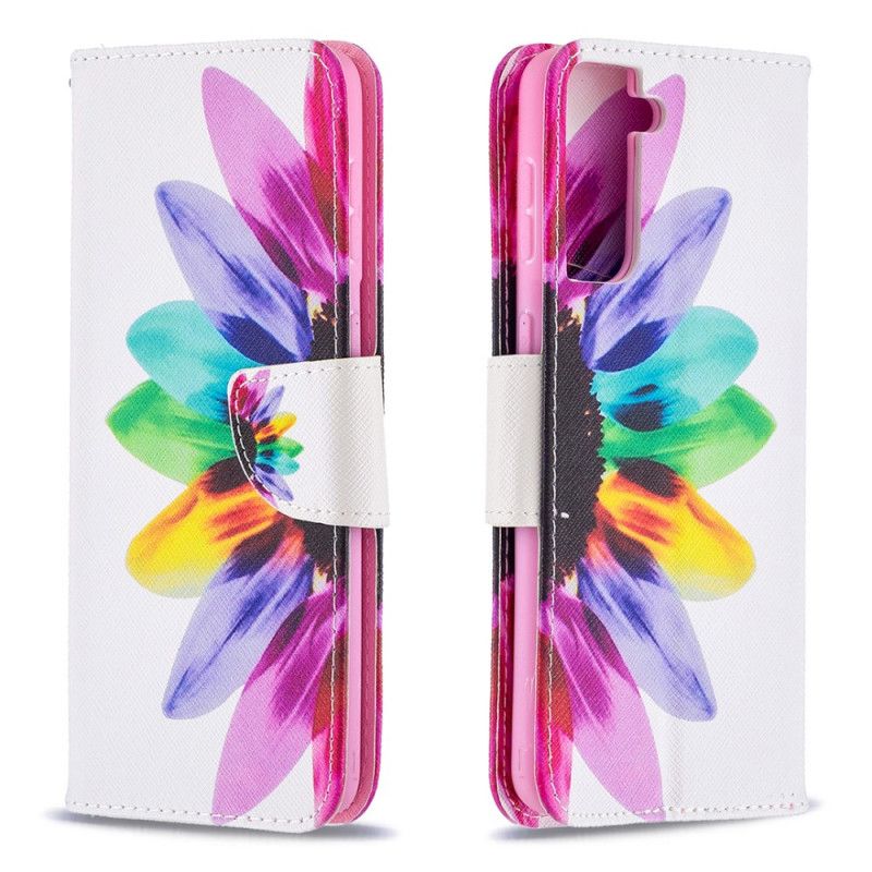 Cover Folio-hoesje Samsung Galaxy S21 Plus 5G Telefoonhoesje Aquarelbloem