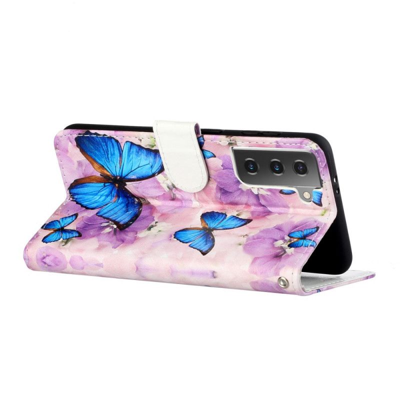 Cover Folio-hoesje Samsung Galaxy S21 Plus 5G Telefoonhoesje Bloemenvlinders