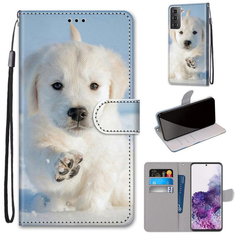 Cover Folio-hoesje Samsung Galaxy S21 Plus 5G Telefoonhoesje Schattige Hond