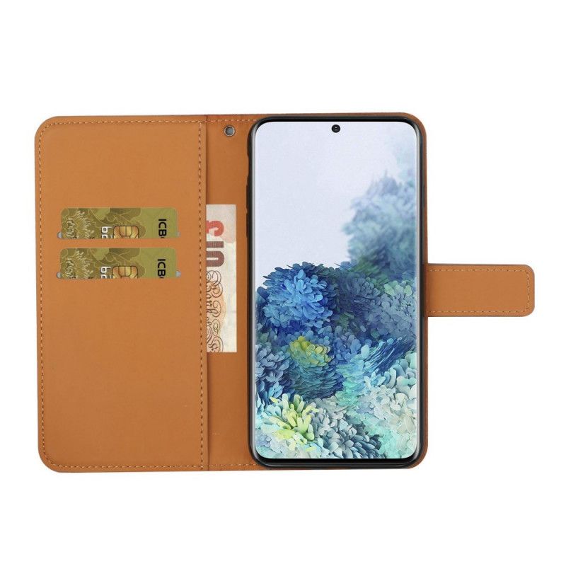 Cover Folio-hoesje Samsung Galaxy S21 Plus 5G Wit Zwart Telefoonhoesje Tapijtpatroon