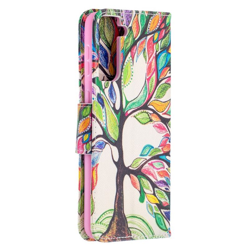 Flip Case Leren Samsung Galaxy S21 Plus 5G Gekleurde Boom