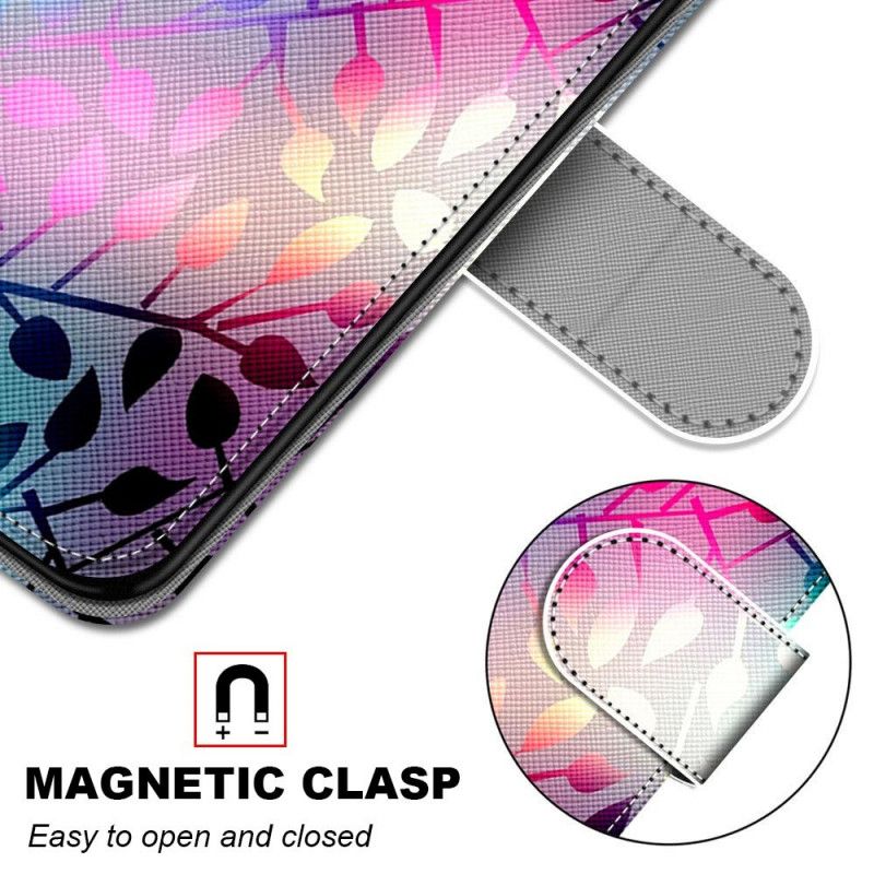 Flip Case Leren Samsung Galaxy S21 Plus 5G Neonbladeren