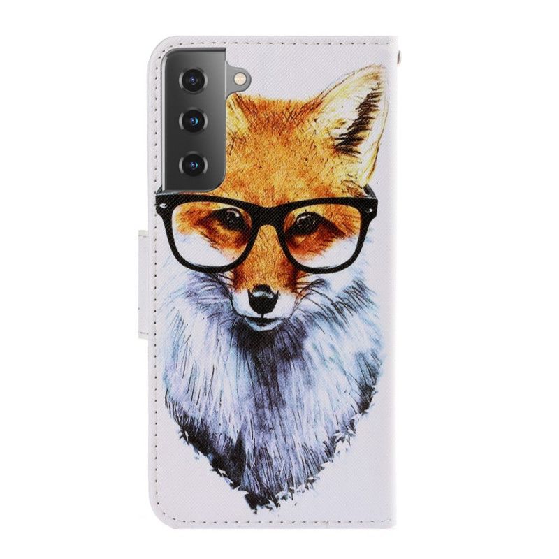 Flip Case Leren Samsung Galaxy S21 Plus 5G Nerdvos Met String