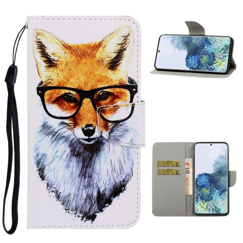 Flip Case Leren Samsung Galaxy S21 Plus 5G Nerdvos Met String