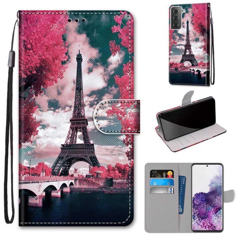 Flip Case Leren Samsung Galaxy S21 Plus 5G Parijs In Bloei