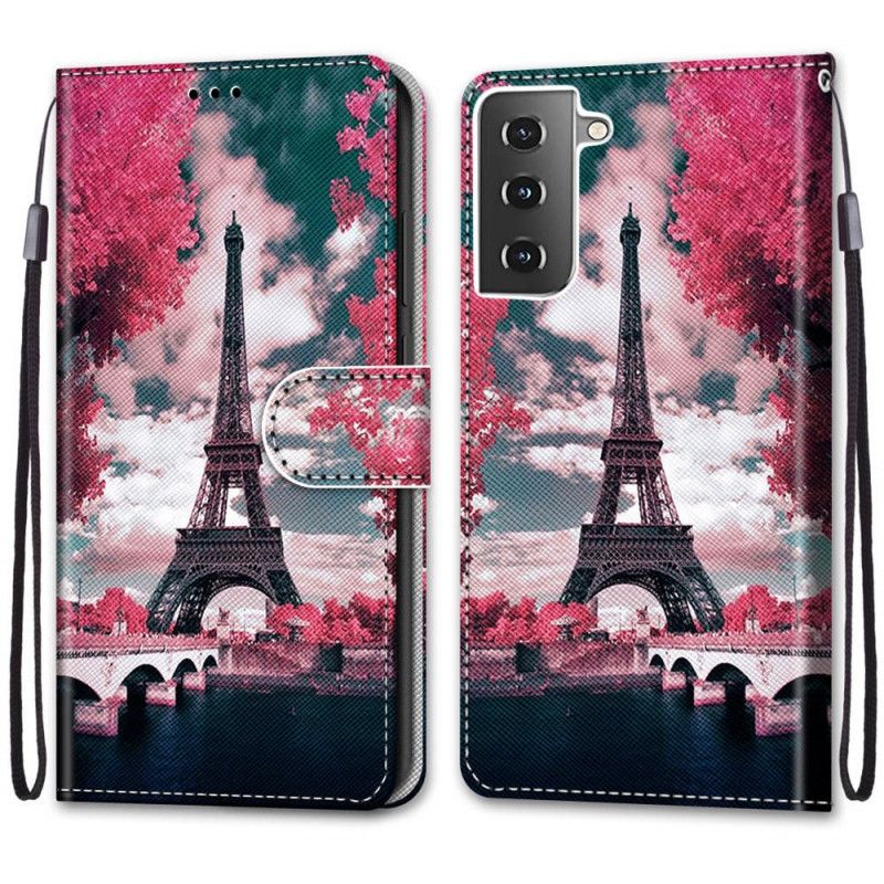 Flip Case Leren Samsung Galaxy S21 Plus 5G Parijs In Bloei