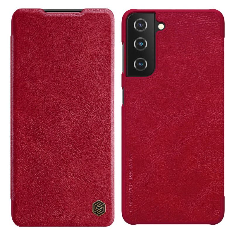 Folio-hoesje Samsung Galaxy S21 Plus 5G Rood Zwart Telefoonhoesje Nillkin Qin-Reeks