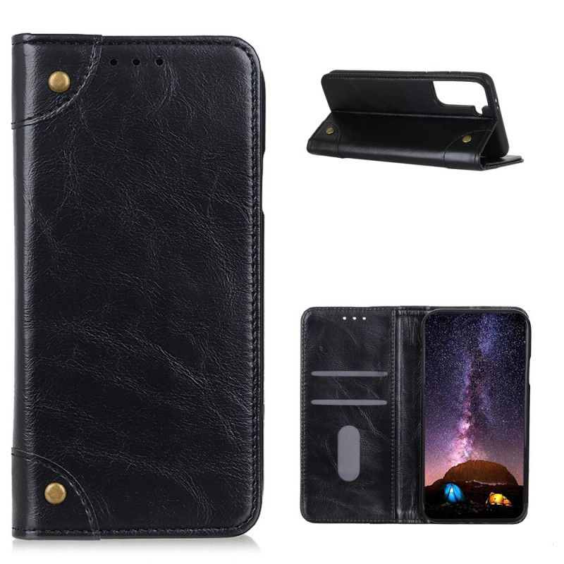 Folio-hoesje voor Samsung Galaxy S21 Plus 5G Donkerblauw Zwart Vintage Oud