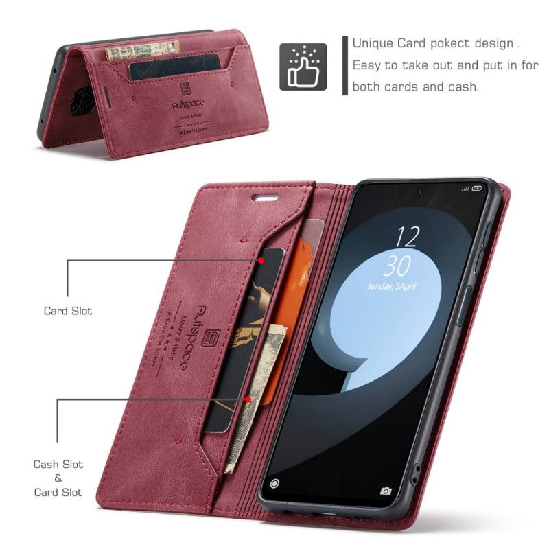 Folio-hoesje voor Samsung Galaxy S21 Plus 5G Rood Zwart Autspace Rfid-Reeks