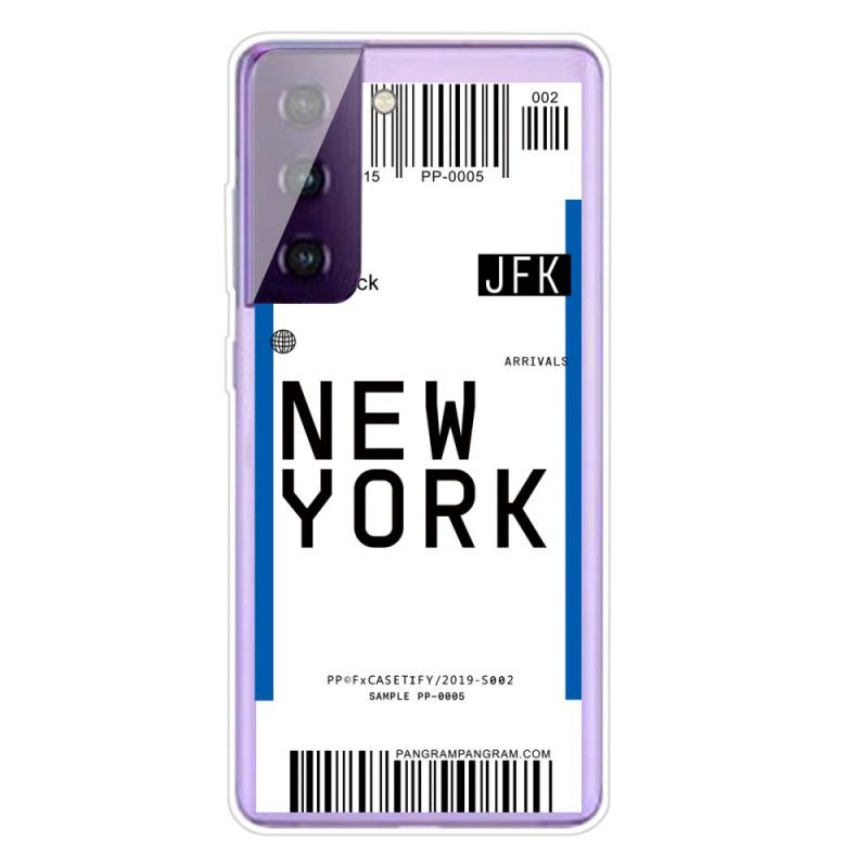 Hoesje Samsung Galaxy S21 Plus 5G Donkerblauw Zwart Instapkaart Naar New York