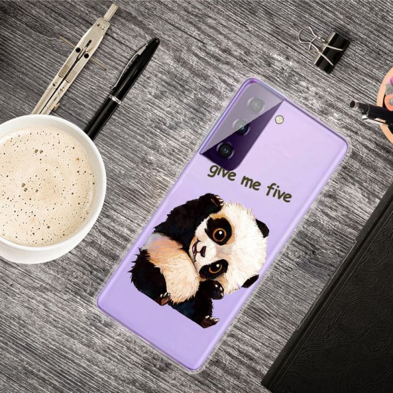 Hoesje Samsung Galaxy S21 Plus 5G Telefoonhoesje Doorzichtige Panda Geef Me Er Vijf