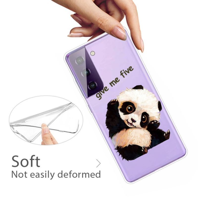 Hoesje Samsung Galaxy S21 Plus 5G Telefoonhoesje Doorzichtige Panda Geef Me Er Vijf