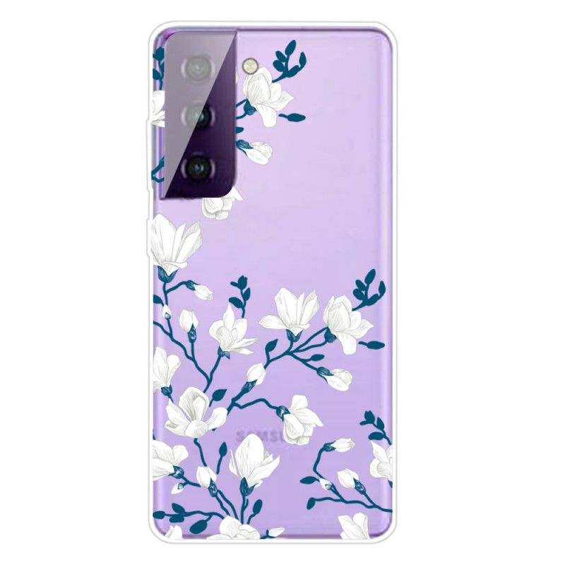 Hoesje Samsung Galaxy S21 Plus 5G Witte Bloemen