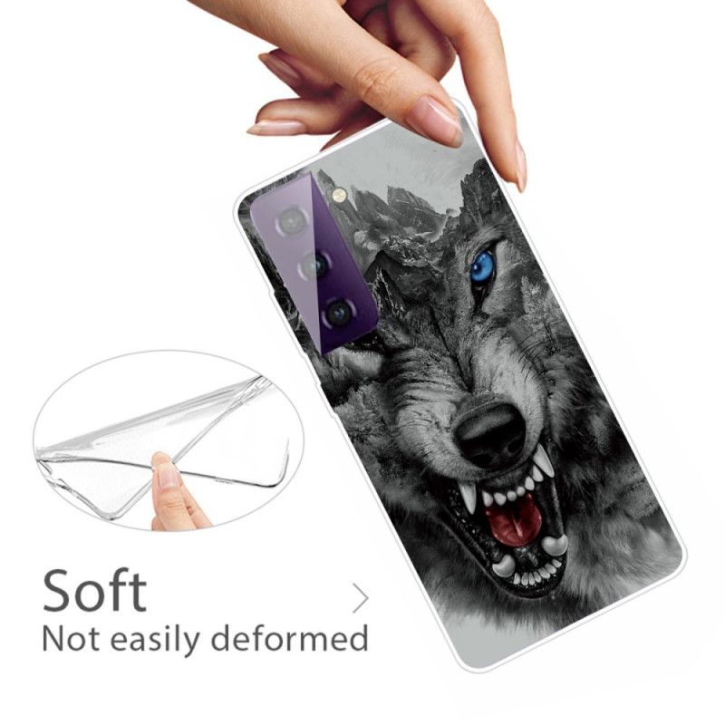 Hoesje voor Samsung Galaxy S21 Plus 5G Grijs Zwart Sublieme Wolf