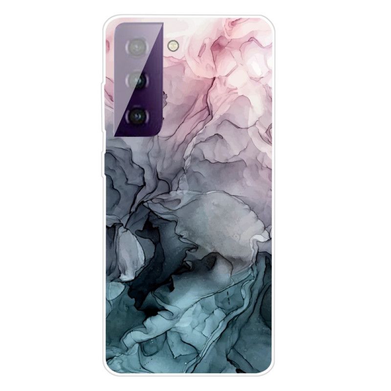 Hoesje voor Samsung Galaxy S21 Plus 5G Magenta Grijs Aquarelwerk