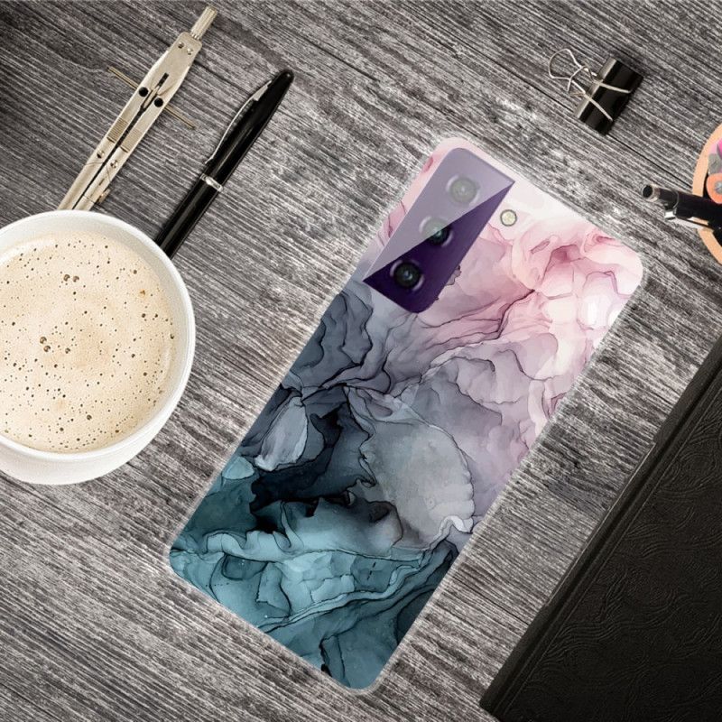 Hoesje voor Samsung Galaxy S21 Plus 5G Magenta Grijs Aquarelwerk