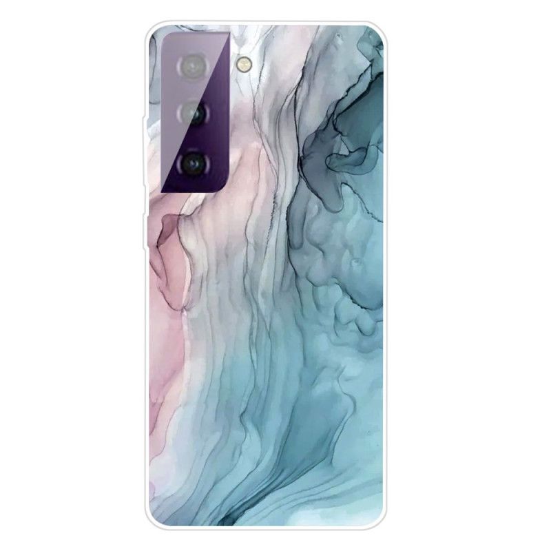 Hoesje voor Samsung Galaxy S21 Plus 5G Magenta Grijs Aquarelwerk