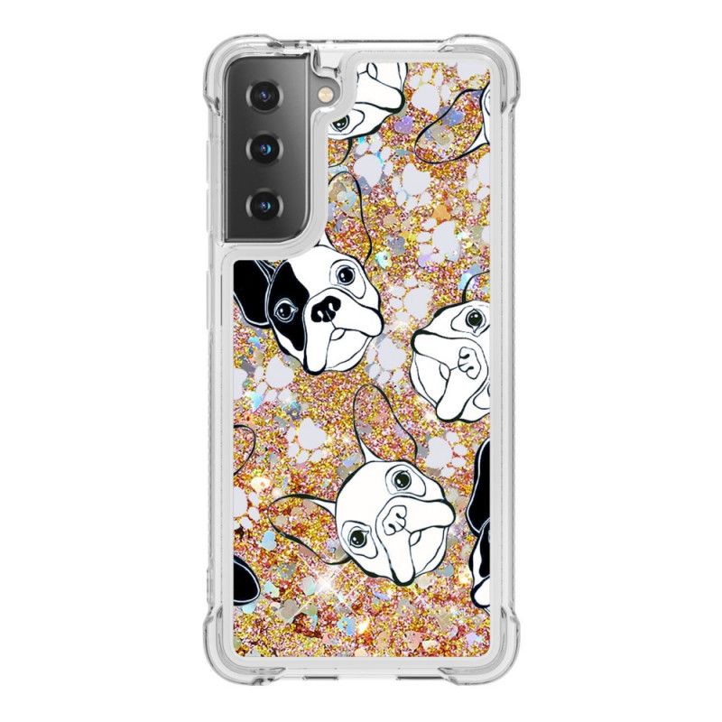 Hoesje voor Samsung Galaxy S21 Plus 5G Mr Hond Glitter