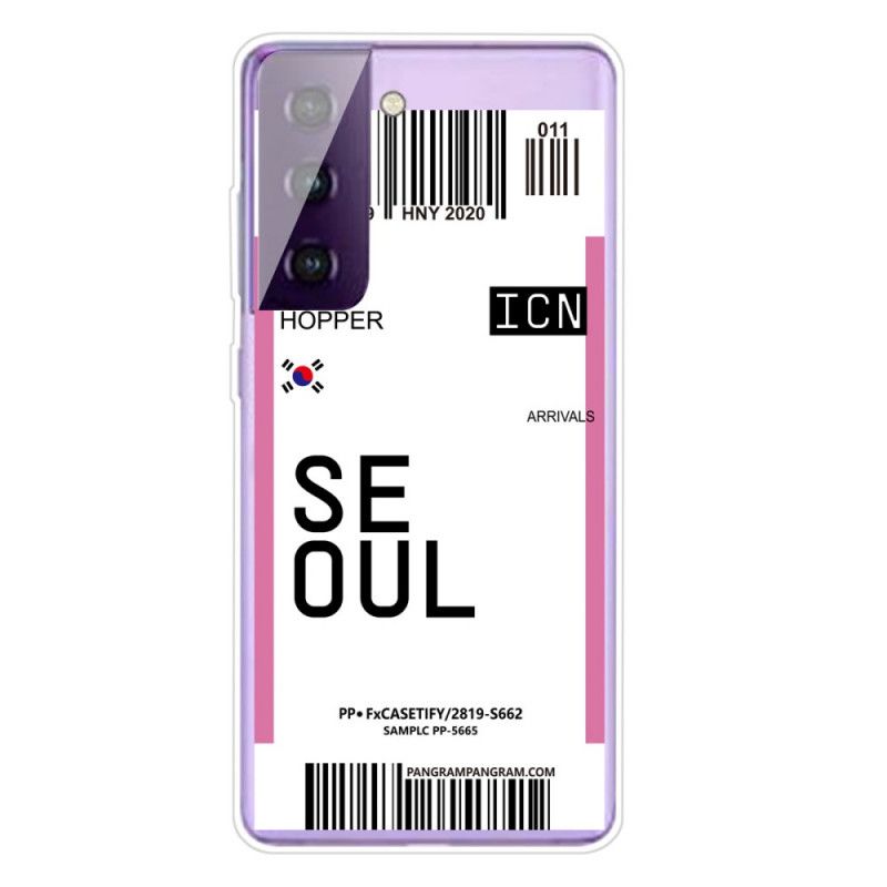 Hoesje voor Samsung Galaxy S21 Plus 5G Roze Magenta Instapkaart Naar Seoul