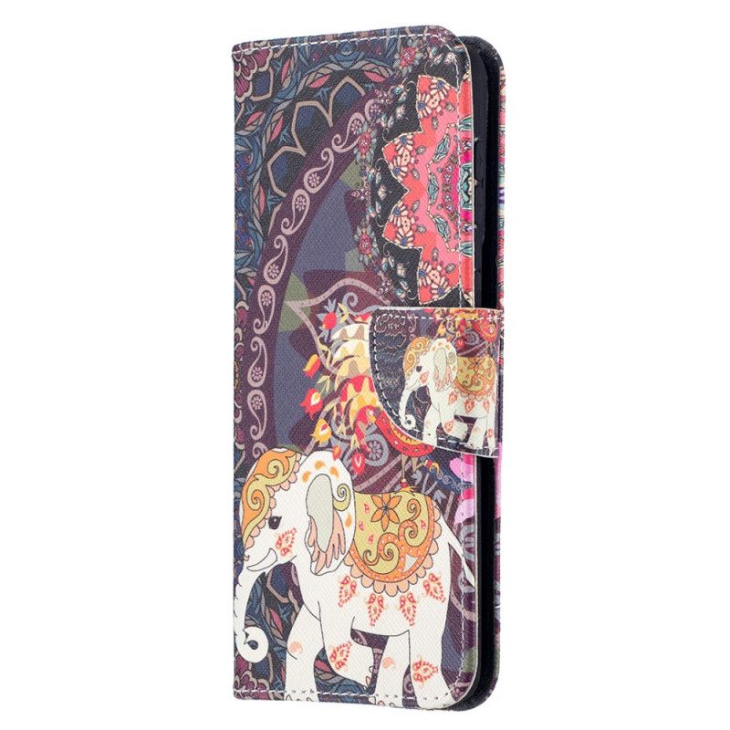 Leren Hoesje Samsung Galaxy S21 Plus 5G Etnische Olifantenmandala