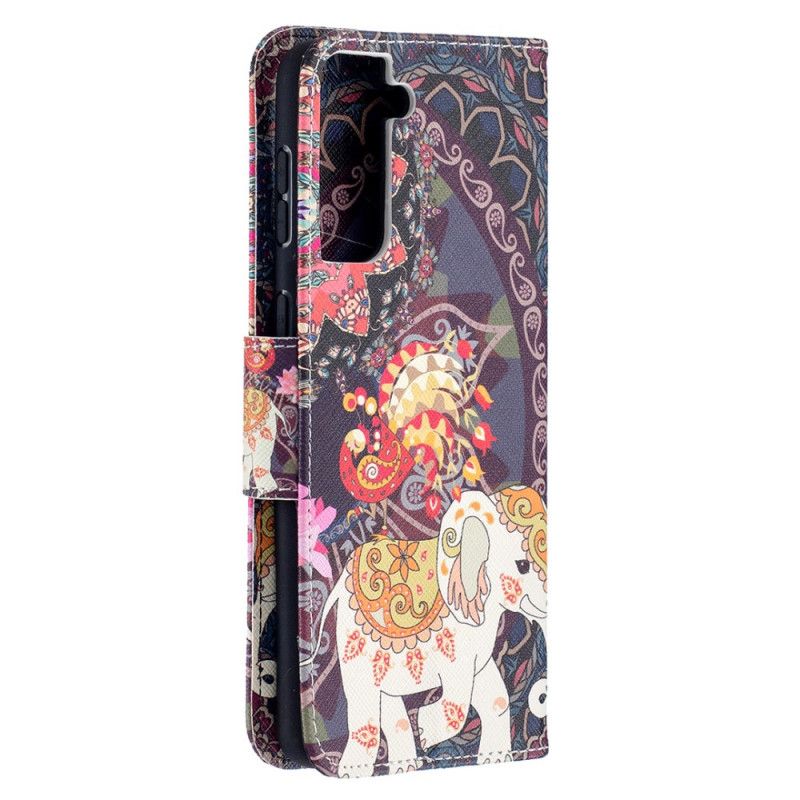 Leren Hoesje Samsung Galaxy S21 Plus 5G Etnische Olifantenmandala