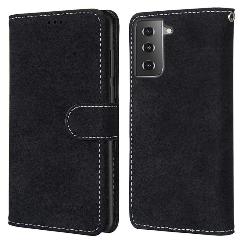 Leren Hoesje Samsung Galaxy S21 Plus 5G Grijs Zwart Vintage Nieuwe Kleuren Kunstleer