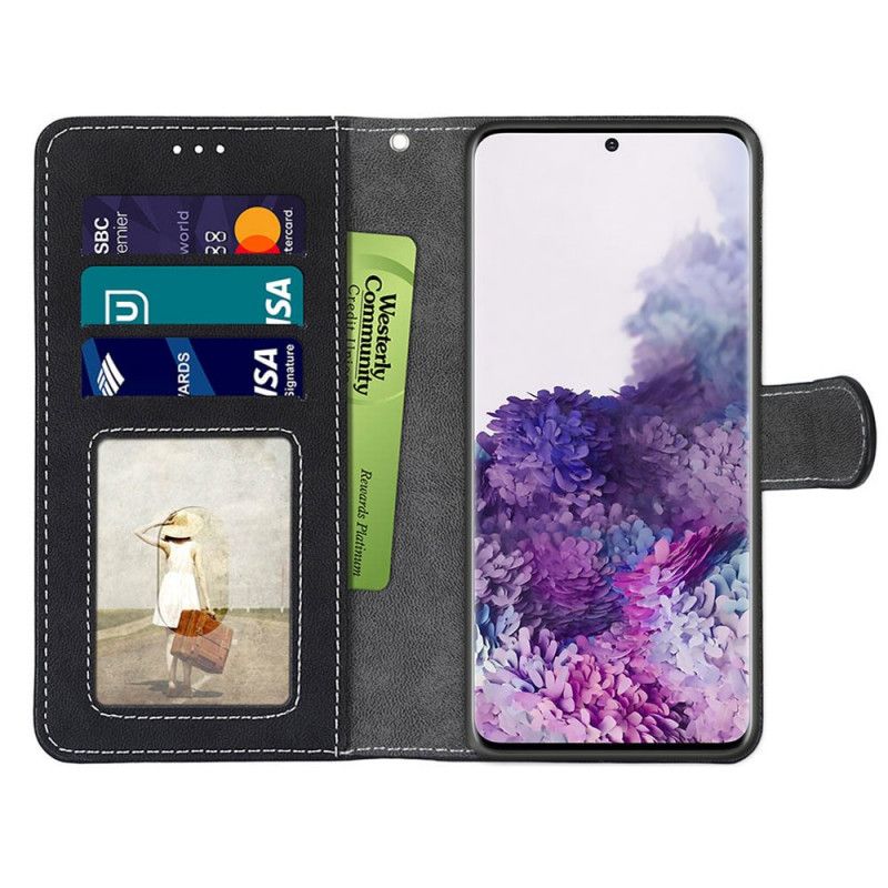 Leren Hoesje Samsung Galaxy S21 Plus 5G Grijs Zwart Vintage Nieuwe Kleuren Kunstleer